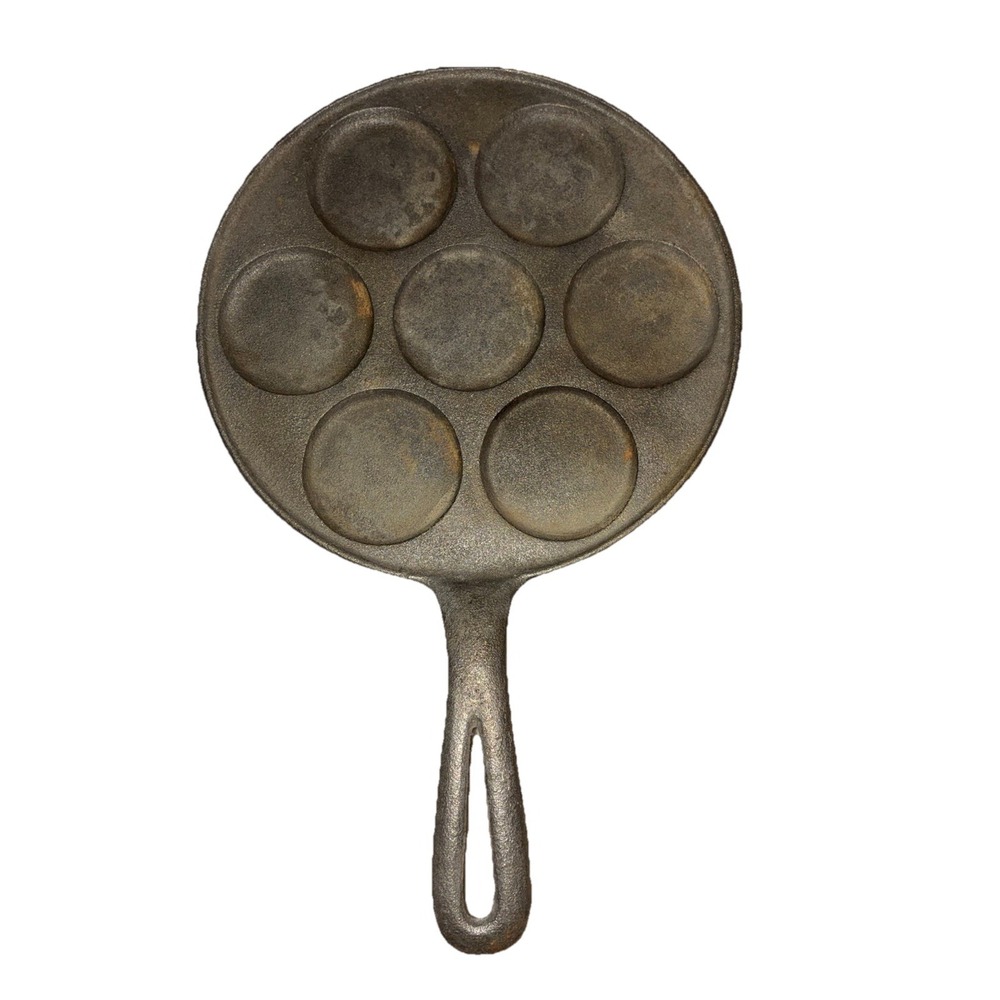 Vintage Plett Pan Cast Iron 9" Griddle Swedish Pancakes Skillet‎ 7 Pancakes